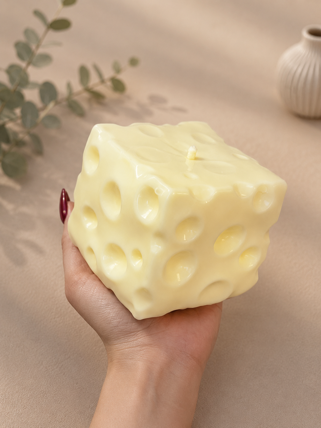 Smooshez Giant Melted Cheese Cube Squishy - Soft Stress Relief Toy